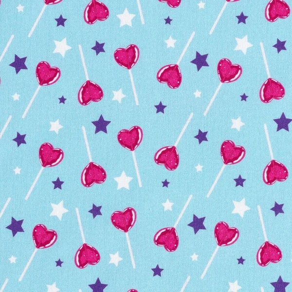 Popeline coton Sucettes et étoiles Impression numérique – bleu ciel/pourpre