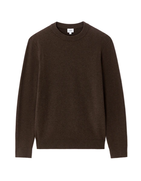 Pull col rond 100% coton - marron foncé