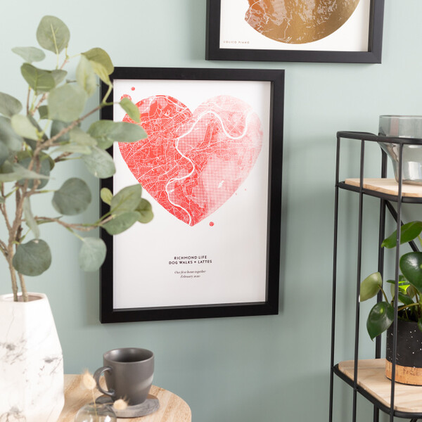 Customisable Watercolour Heart Map Print - Yve Print Co.