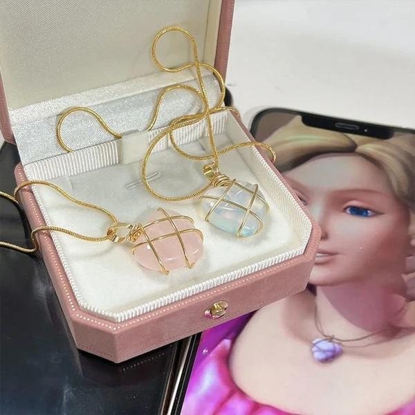 Barbie Heart Necklace, Matching Necklace, Friendship Necklace, Pink, Blue, Adjustable Long Necklace, Kawaii Necklace, Japan, Cute Gift, Love