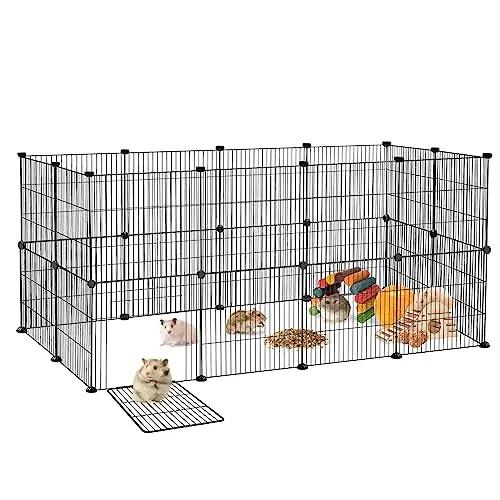 Enclos en treillis pour cochons d'Inde,142 x 72 x 72 cm, noir