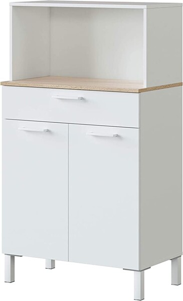 Armoire de cuisine, buffet de salle à manger, unité auxiliaire à 2 portes + 1 tiroir et étagère intérieure, finition en blanc Artik et chêne canadien, mesures : 72 cm (L) x 126 cm (H) x 40 cm (P) : Amazon.fr: Cuisine et Maison