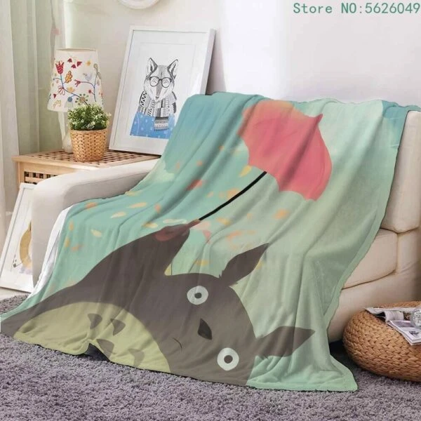 Flannel Throw Blanket My Neighbor Totoro Fleece Blankets | Ghibli Merch Store