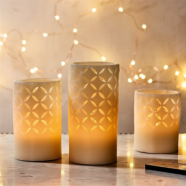 3 bougies à LED "Entrelacs de lumière"