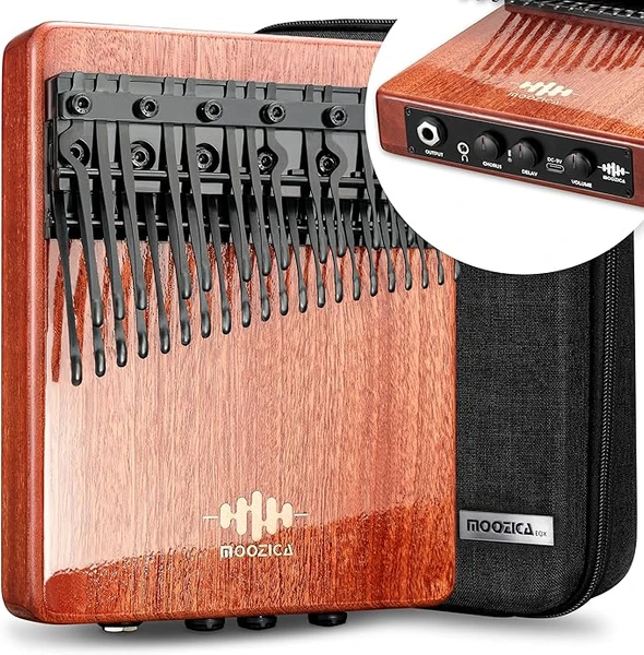 MOOZICA EQX Série Chromatique Kalimba, Piano à pouce Kalimba 36 touches avec micro piézo, Kalimba électrique double couche avec chorus et retard (K36P-EQX)