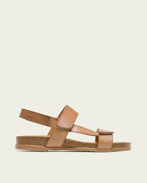 SANDALE ROMAINE PLATE BIO CUIR TAUPE SONIA