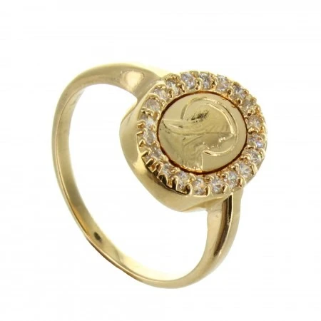 Bague Plaqué Or de la Vierge Marie entourée de strass
