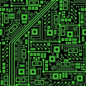 Robot Circuit Board (Neon Green & Black) Fabric | Spoonflower