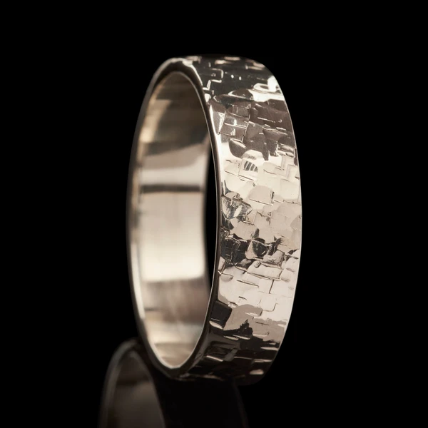 Silver ring, handmade, "square" pattern. Interior engraving offered!!