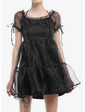 Thorn & Fable® Black Organza Tiered Dress