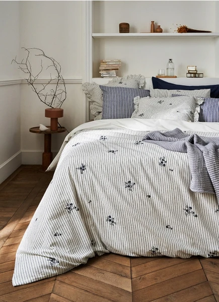 HOUSSE DE COUETTE EN MÉTIS Bleu GRISE