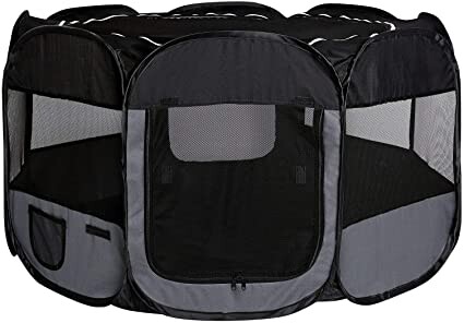 lionto by dibea Parc pour chiots en tissu Oxford enclos extérieur pour animaux enclos pliable pour chiens chiots noir/gris : Amazon.fr: Animalerie
