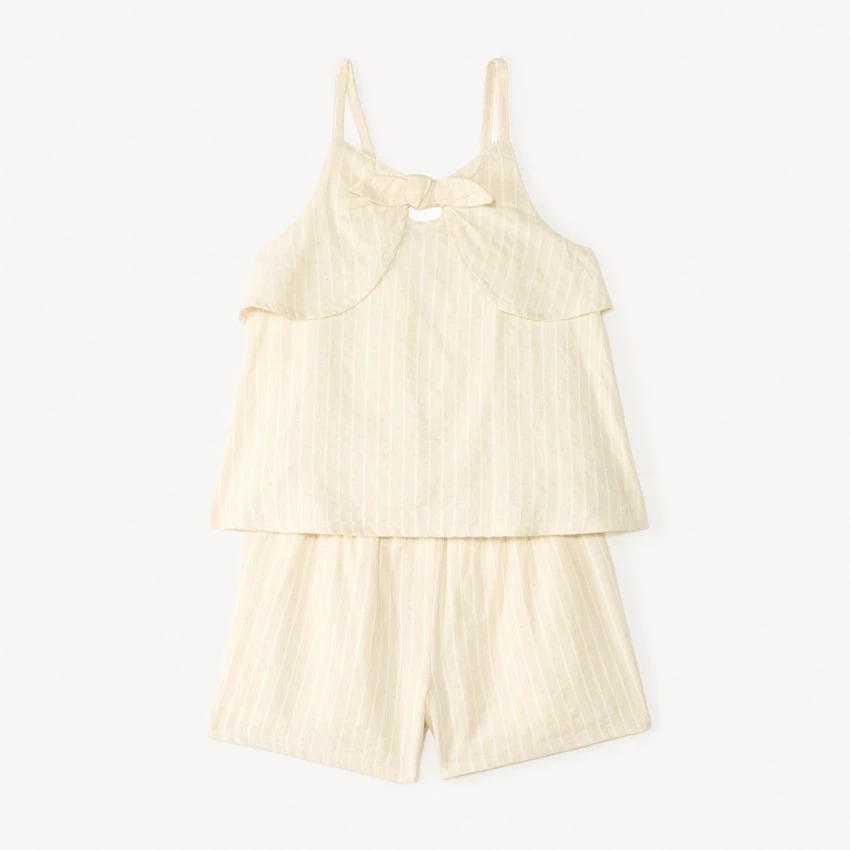 Ensemble 2 pièces en toile tunique + short à rayures pour fille | Orchestra