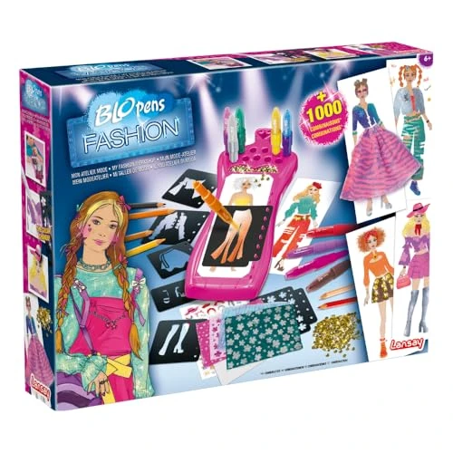 Lansay - BLOPENS FASHION - Mon Atelier Mode - Deviens Styliste avec Ce Set Créatif - Choix de Coiffures, Hauts, Pantalons, Jupes, Chaussures et Sacs à Main - Personnalise tes créations - Dès 5 ans
