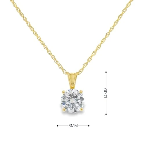 Amazon Essentials | Plated Sterling Silver Cubic Zirconia Round Cut Solitaire Pendant Necklace, 18"