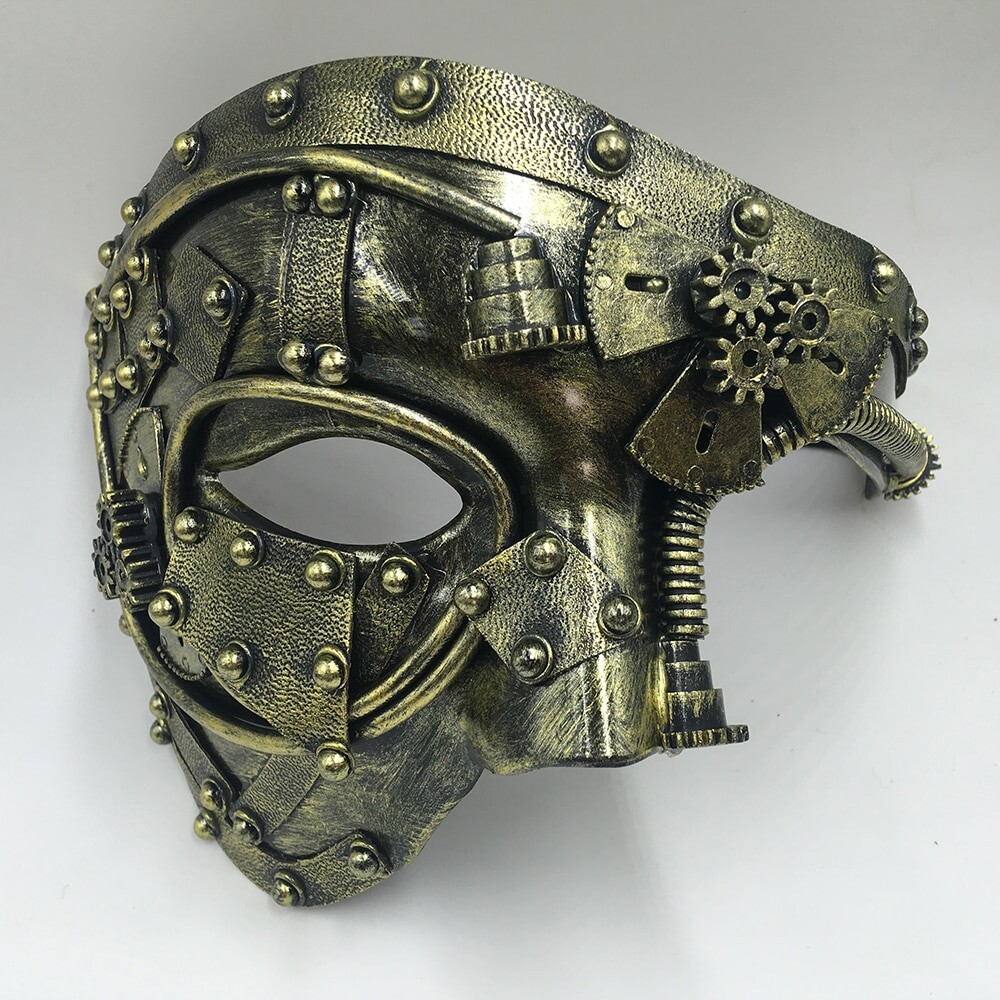Masque de déguisement fantôme Steampunk pour hommes, demi-visage, accessoires de fête d'halloween