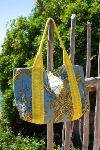 Cabas carré vert d'eau et jaune citron - Marli