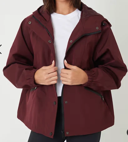 Threadbare - Veste imperméable à capuche et col cheminée - Bordeaux