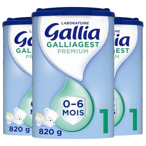 Laboratoire Gallia - Galliagest Premium 1er âge - Lait en Poudre pour Bébé - Lait Bébé de 0 à 6 Mois - Dès La Naissance - Lot de 3x820g