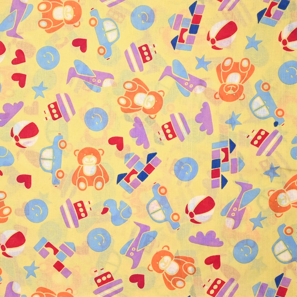 Coton imprimé jouets pour enfants fond jaune