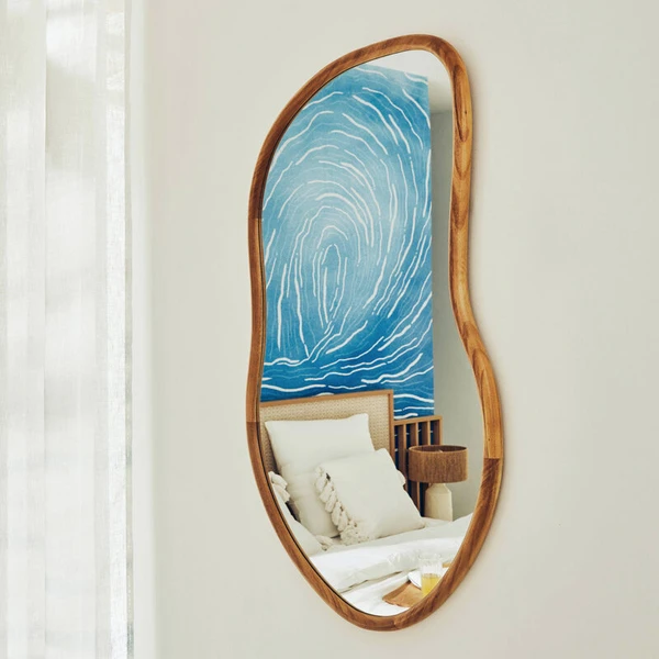 Miroir ovale-75x45cm-cadre en bois Livia naturel