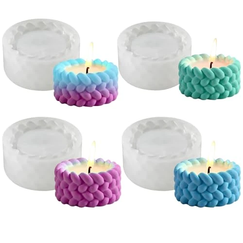 Lot de 4 Bougeoirs en Silicone,Réutilisables Moule Silicone Bougie,Moule Silicone Resine Epoxy,Moules pour Coulée, Bougeoirs, Photophores,pour Béton, Plâtre et Résine Epoxy