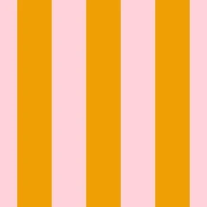 3" wide stripes - orange and pink Fabric | Spoonflower