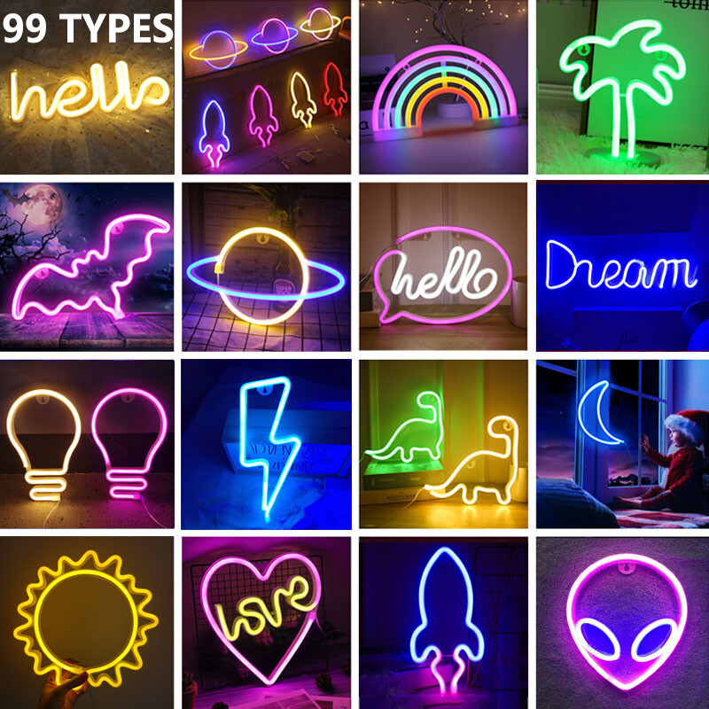 99 Styles LED néon bonjour mur Art signe chambre décoration arc-en