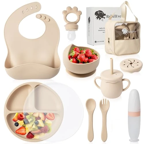 Assiette Ventouse pour Bébé - Assiette Bebe Ventouse - Coffret Repas Bebe - Vaisselle Bebe 1er Age - Cadeau Bébé Garçon