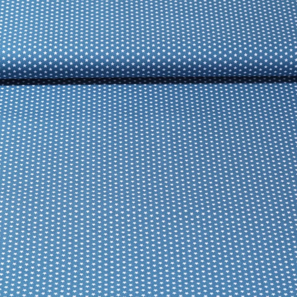 Popeline de coton Stella - Mini étoiles Bleu Blanc
