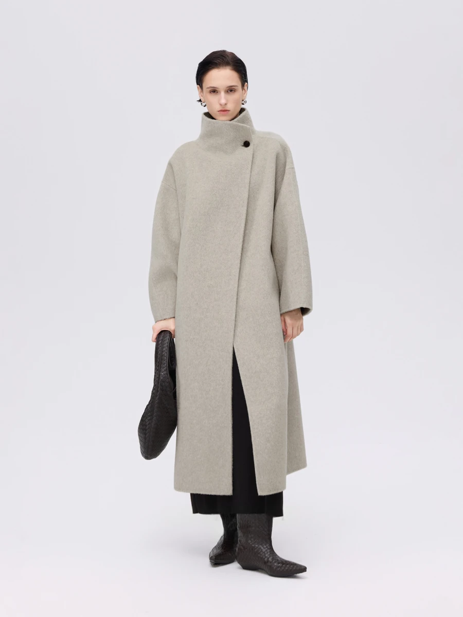 Asymmetric High-Neck Coat