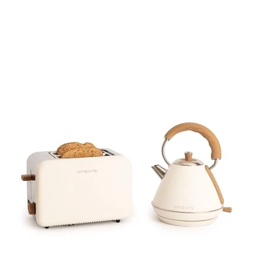 CREATE/PACK TOAST RETRO + KETTLE RETRO M/Grille-pain blanc cassé avec bouilloire blanc cassé/Bouilloire 1 L