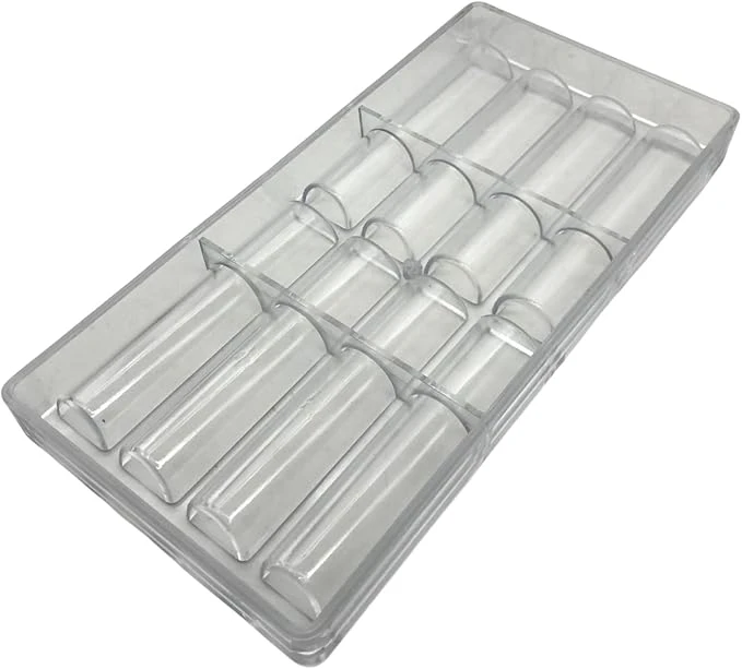 VALINK Moule à chocolat 3D Dubaï, polycarbonate transparent, demi-rond, longue bande, antiadhésif, transparent, plastique, semi-circulaire, moule à barres de chocolat