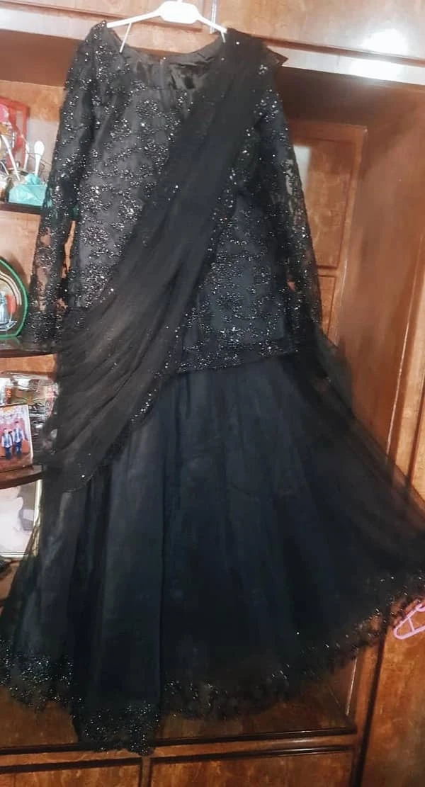 Designer Black Fancy Maxi Dress with Dupatta – Party & Formal Wear
