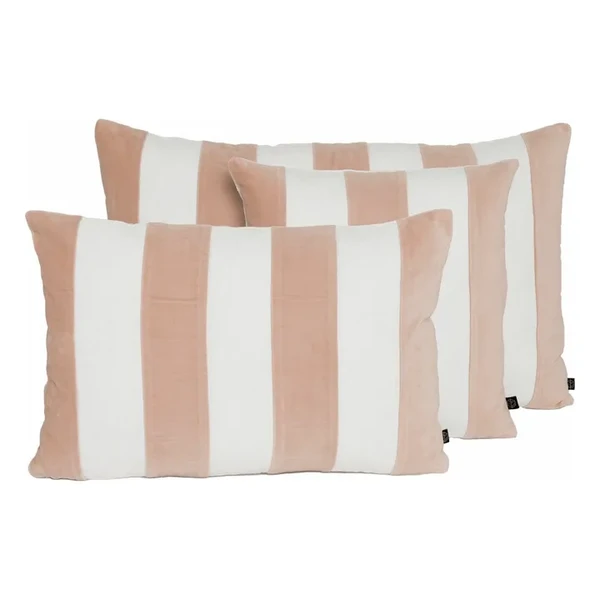 Housse de coussin en lin et velours Perth | Rose poudré