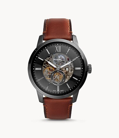 Montre Townsman automatique en cuir ambre 48 mm