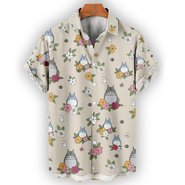 Totoro Hawaiian Shirt – Floral Ghibli-Inspired Button-Up