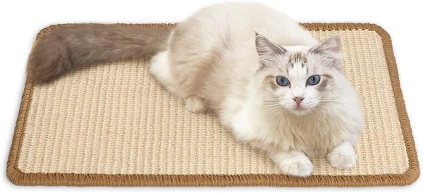 FUKUMARU Tapis griffoir pour Chat, 50 x 30 cm, sisal Naturel, Tapis à gratter Horizontal, Tapis de Sol pour Chat, protège Les Tapis et canapés – Beige