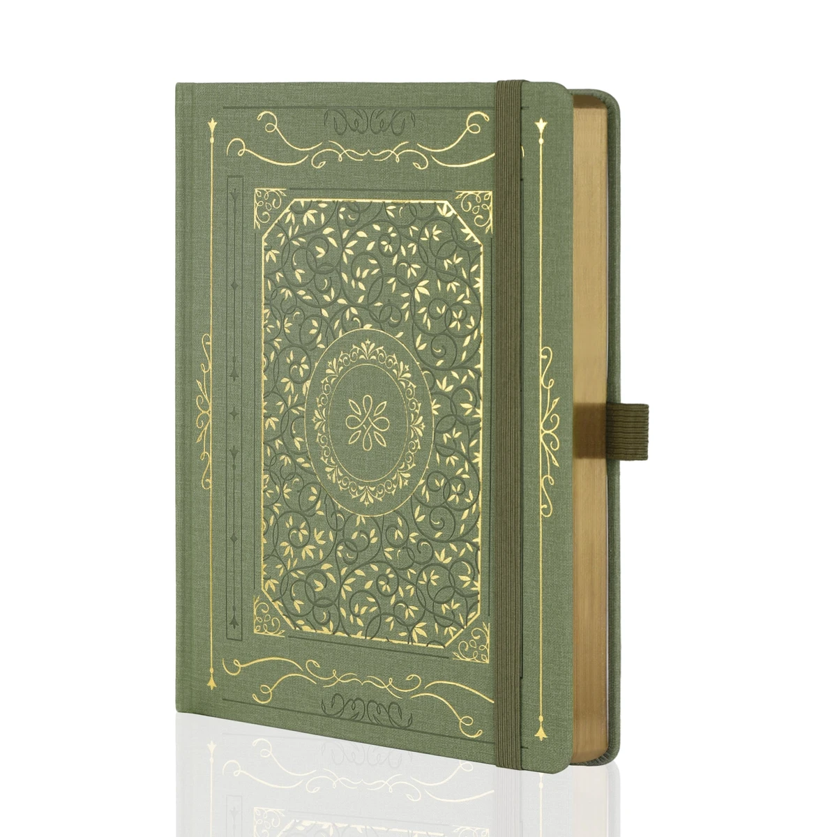 B5 Gold Vintage Dot Grid Notebook - Green