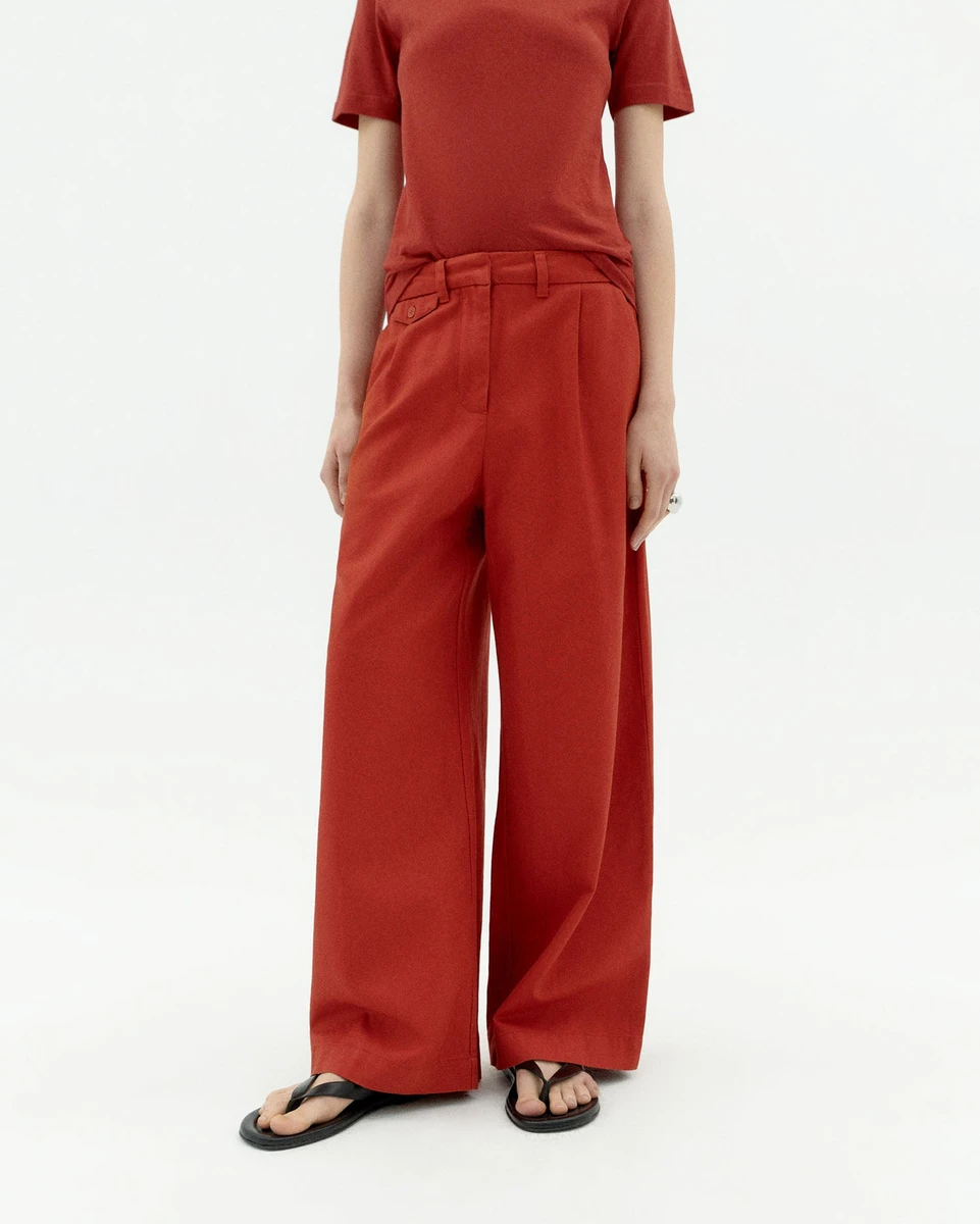 Pantalon rouge wide leg low rise hemp Pat