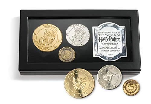 The Gringotts Coin Collection by The Noble Collection - Collectible Coin Set - Includes All 3 Coins of Gringotts Bank - The Galleon, The Sickle &amp; The Knut in Coin Case Box