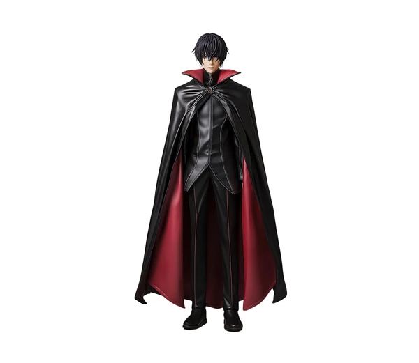 The Rebel King - Black & Red Leather High Collar Cloak & Vest - Lelouch Lamperouge Cosplay Costume - Anime Code Geass Lelouch Cosplay Cloak