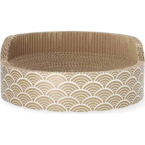 Griffoir en carton pour chat Zolia Florette + herbe à chats incluse