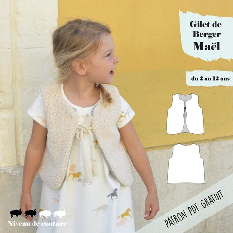 Patron gratuit à télécharger : le gilet de berger pour Enfants Maël