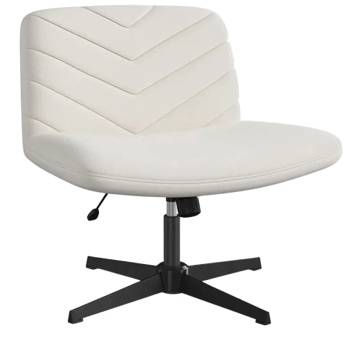 Chaise De Bureau En Tissu Effet Lin Chaise Sans Accoudoirs Aux Pieds Croisés, Beige - Chaise - Fauteuil bureau BUT