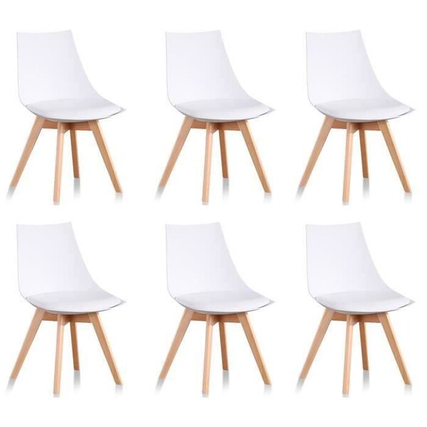 Lot de 6 chaises scandinaves blanches - Prague - D