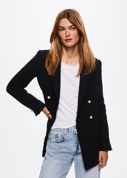 Veste tweed boutons - Femme | Mango France