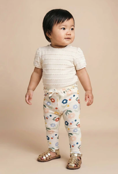 Legging côtelé imprimé en coton BIO GOTS