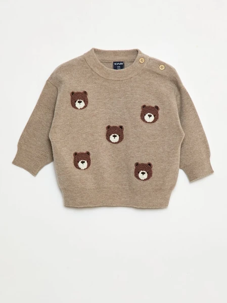 Pull à col rond en maille avec broderies