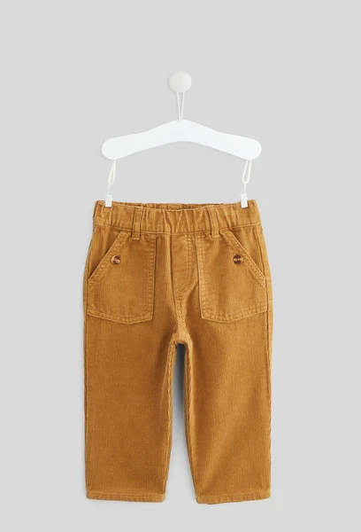 Pantalon taille élastique uni en gros velours